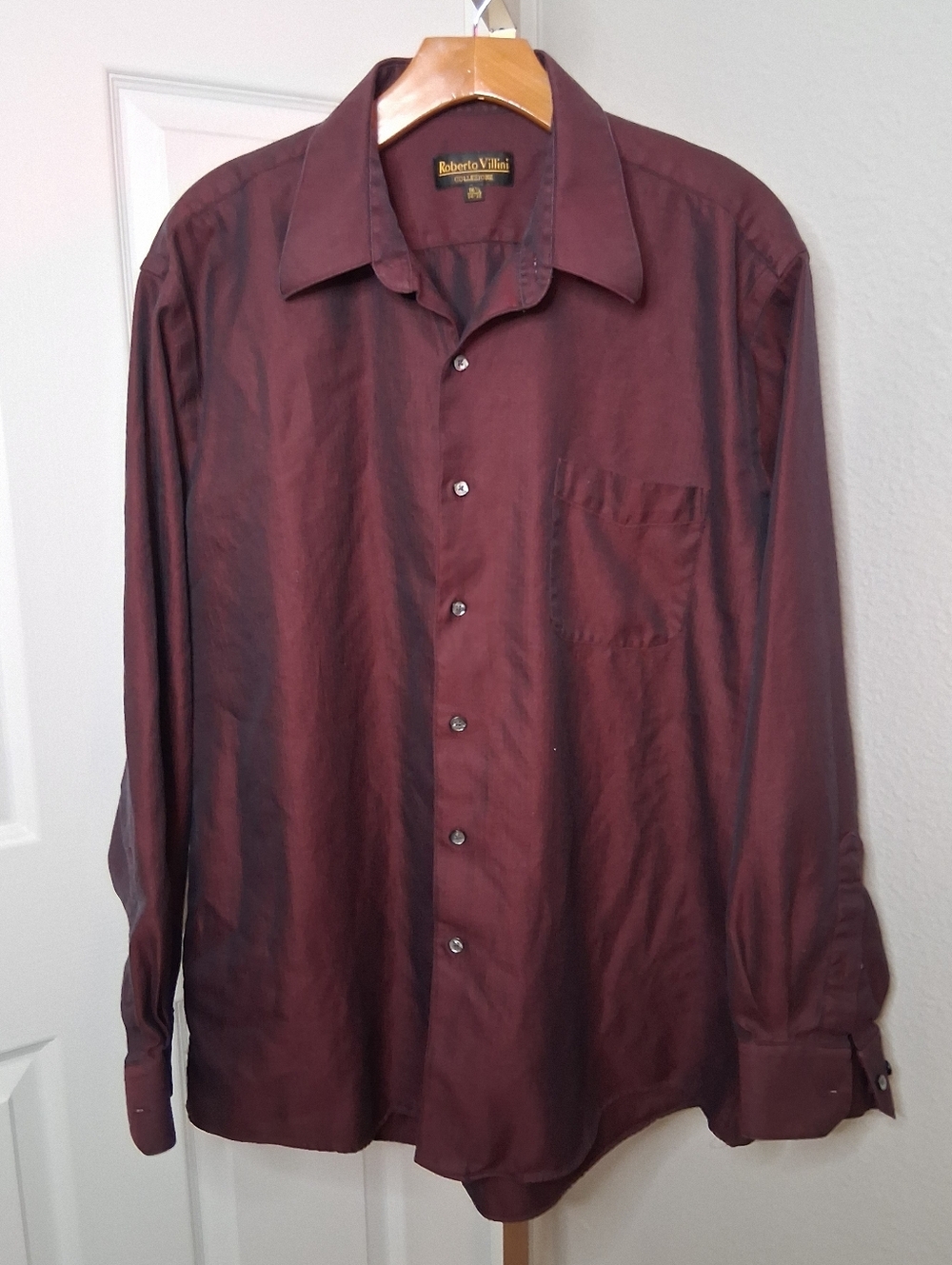 Roberto Villini Button Down Shirt Maroon Red 16 1/2 34/35